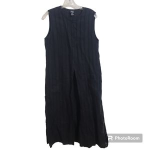 Eileen Fisher Women's Sleeveless Tunic Black Blouse  100% Linen Size M